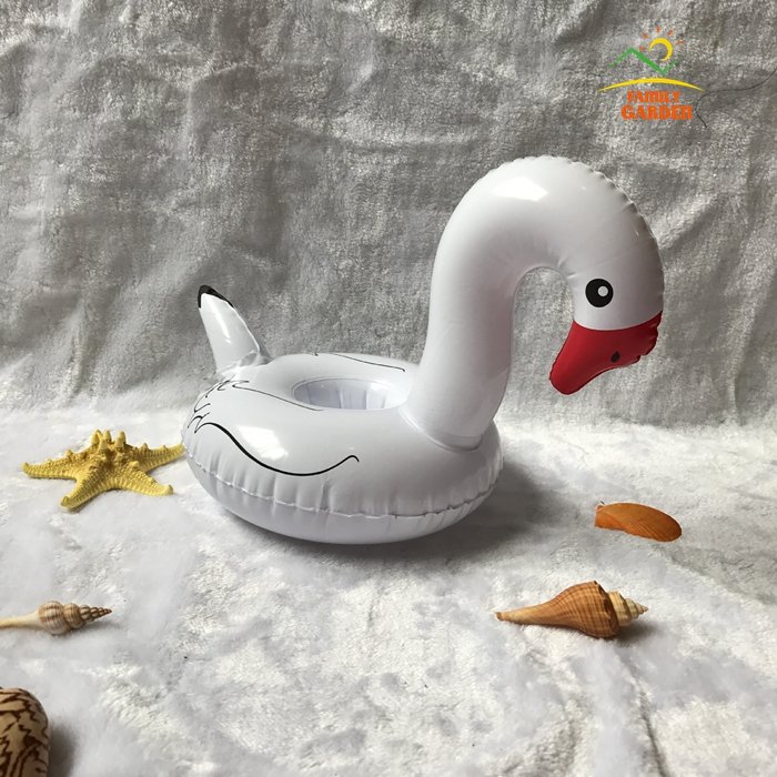 Inflatable Pool Float Drink Holders Swan Donut Duck Football Flamingo Heart Cloud Mushroom Designs - 7