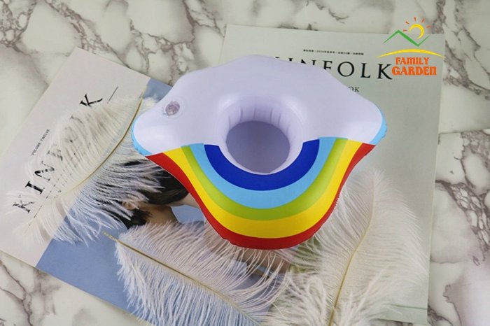 Inflatable Pool Float Drink Holders Swan Donut Duck Football Flamingo Heart Cloud Mushroom Designs - 14