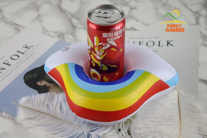 Inflatable Pool Float Drink Holders Swan Donut Duck Football Flamingo Heart Cloud Mushroom Designs - 15