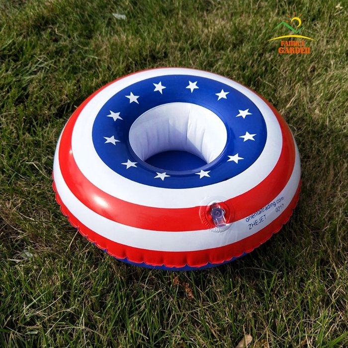 Inflatable Pool Float Drink Holders Swan Donut Duck Football Flamingo Heart Cloud Mushroom Designs - 31