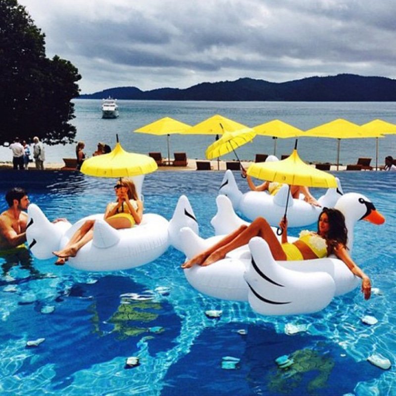 Summer Fun Giant Inflatable Flamingo White Swan Pool Float Lounge Raft Toy Rideon Lifebuoy - 12