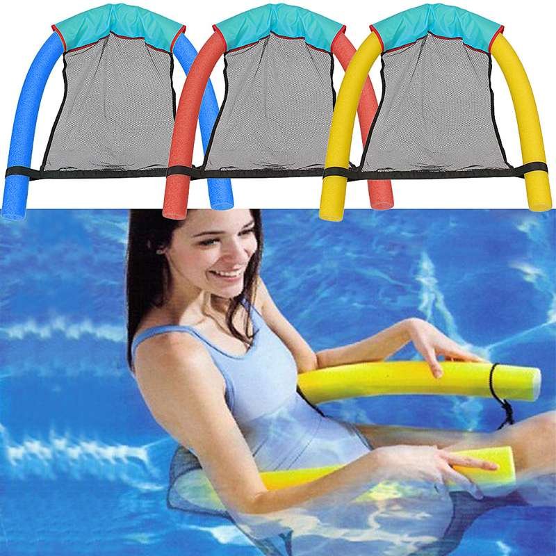 Kids Inflatable Swimming Pool Float Chair Relaxing Foam Noodle Sling Mesh Seat Mat For Pool Parties - 12