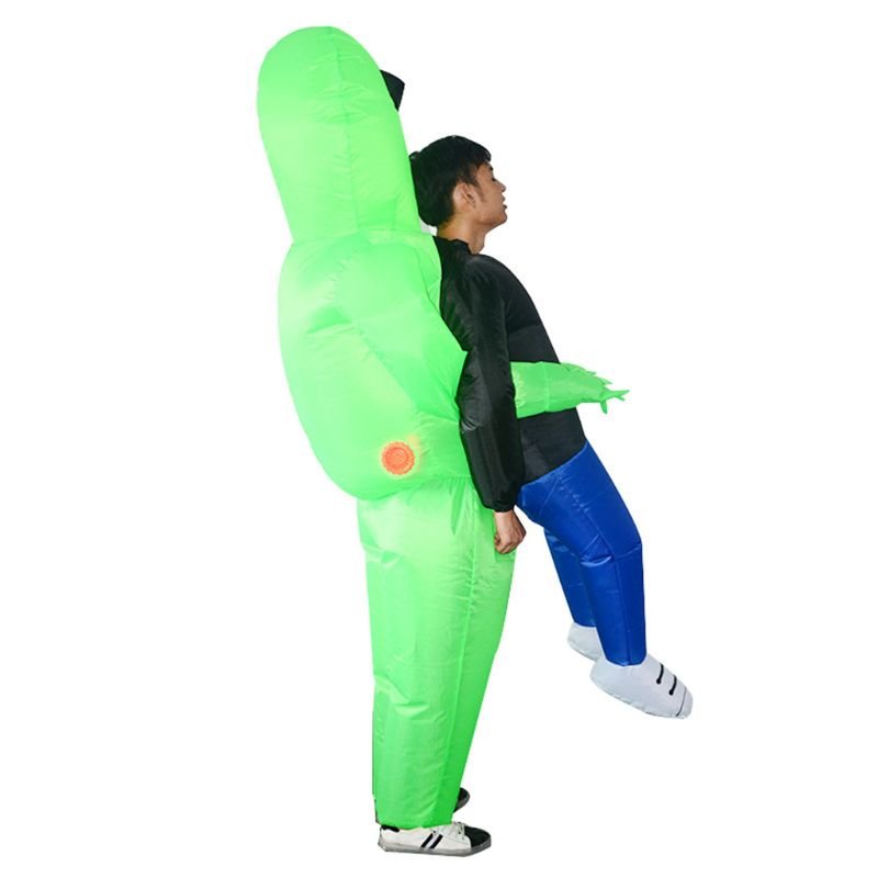 Adults Fun Inflatable Alien Pickmeup Costume Green Monster Halloween Party Suit Walking Performing Props - 4