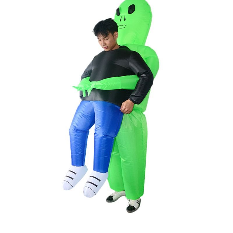 Adults Fun Inflatable Alien Pickmeup Costume Green Monster Halloween Party Suit Walking Performing Props - 6