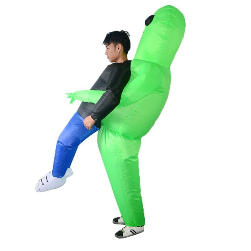 Adults Fun Inflatable Alien Pickmeup Costume Green Monster Halloween Party Suit Walking Performing Props - 2