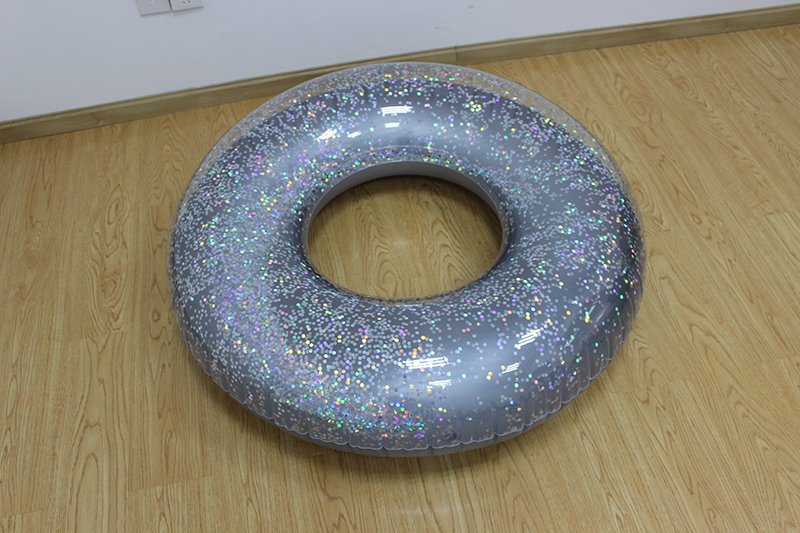 Gold Sequin Inflatable Glitter Swim Ring Holographic Beach Party Water Toy Trending Swimming Raft - 4 Gold Sequin Inflatable Glitter Swim Ring Holographic Beach Party Water Toy Trending Swimming Raft - 4