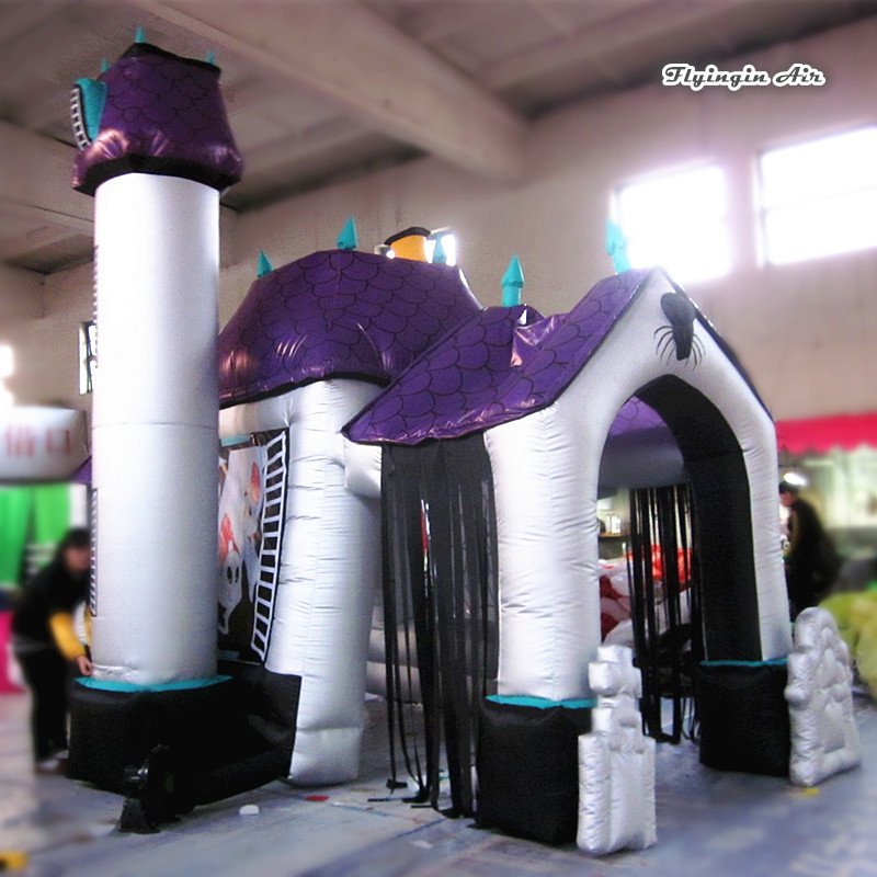 Giant 6mx4mx25m Inflatable Halloween Haunted House Spooky Ghost Castle Kidsfriendly Outdoor Party Decorations - 2