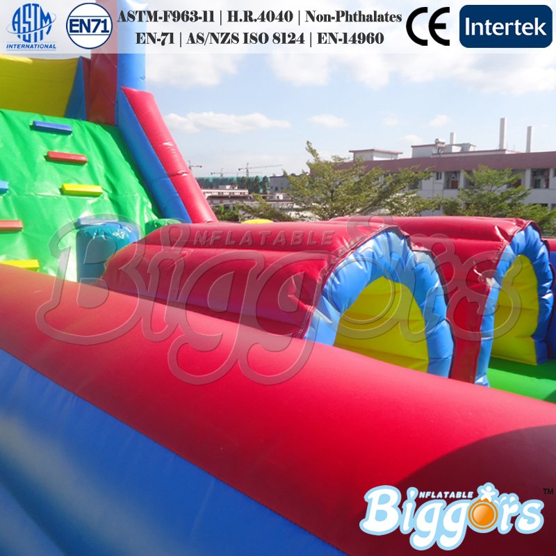 Kids Inflatable Bouncy Castle With Obstacle Course Combo Slide Durable Pvc Tarpaulin Bounce House - 5