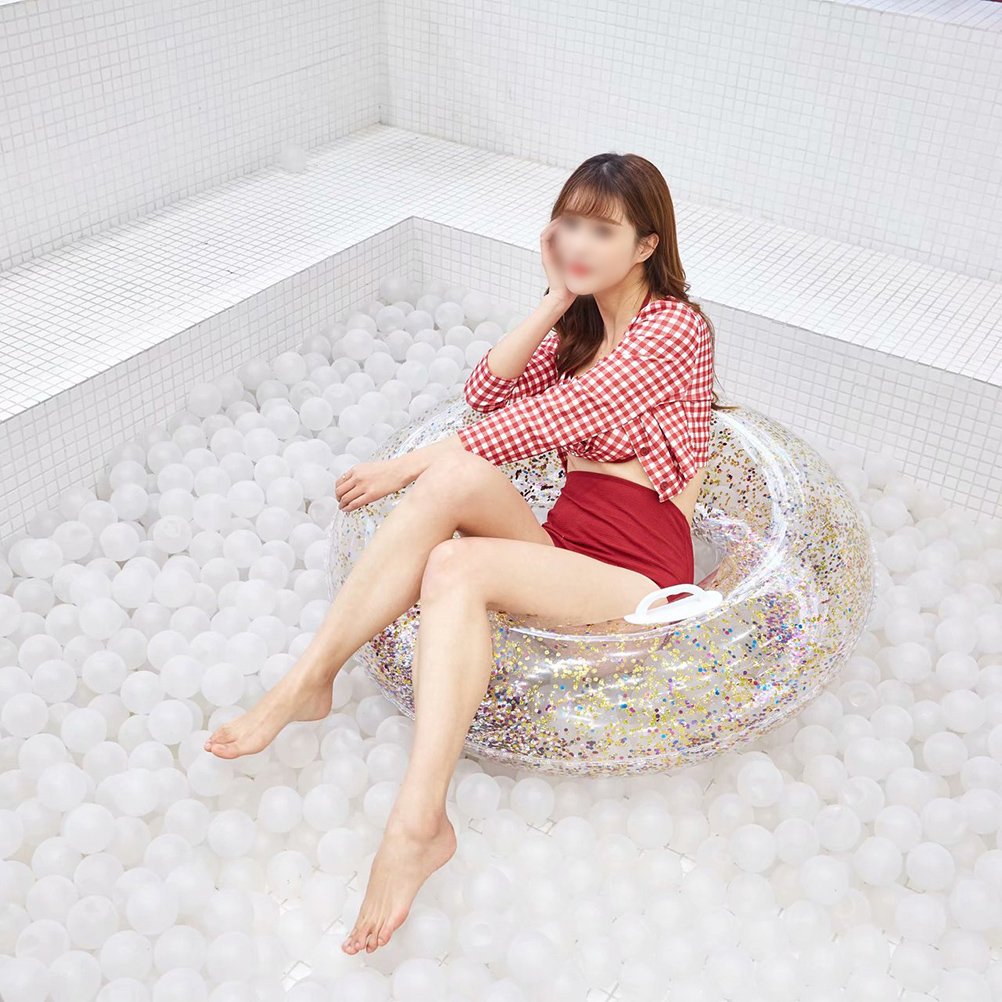 Transparent Sequin Floating Swim Ring Pvc Inflatable Pool Accessory For Adults And Children - 1