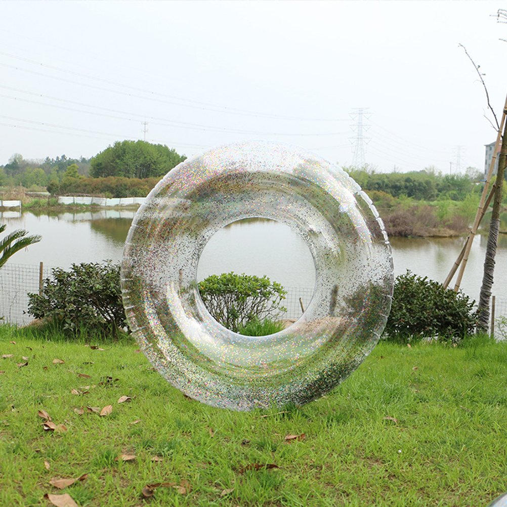 Transparent Sequin Floating Swim Ring Pvc Inflatable Pool Accessory For Adults And Children - 3