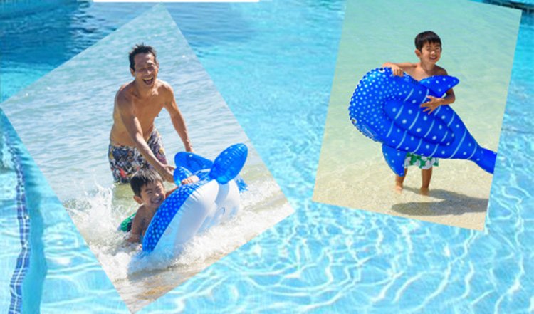 Whale Shark Inflatable Surfboard Pool Float With Safety Handle Childrens Swimming Circle Water Mattress Toy For Pool Parties - 5 Whale Shark Inflatable Surfboard Pool Float With Safety Handle Childrens Swimming Circle Water Mattress Toy For Pool Parties - 5