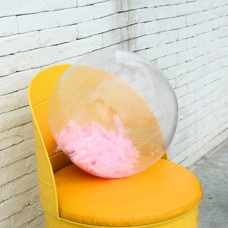 Transparent Pvc Inflatable Beach Ball With Feather Design Ideal For Water Games And Outdoor Play - 2