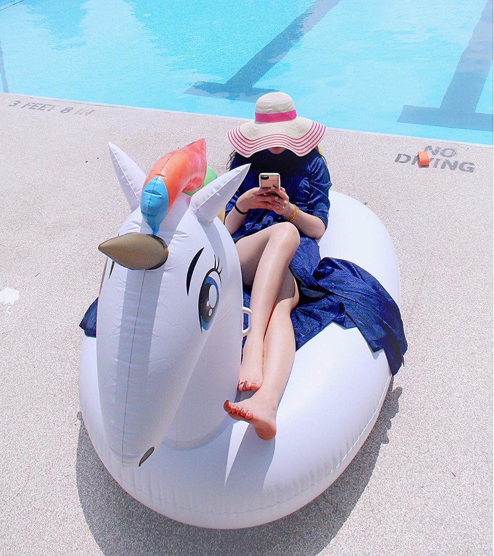 Large 200cm Inflatable Unicorn Pool Float Rainbow Pegasus Water Toy Fun Swimming Ring For Kids And Adults - 4
