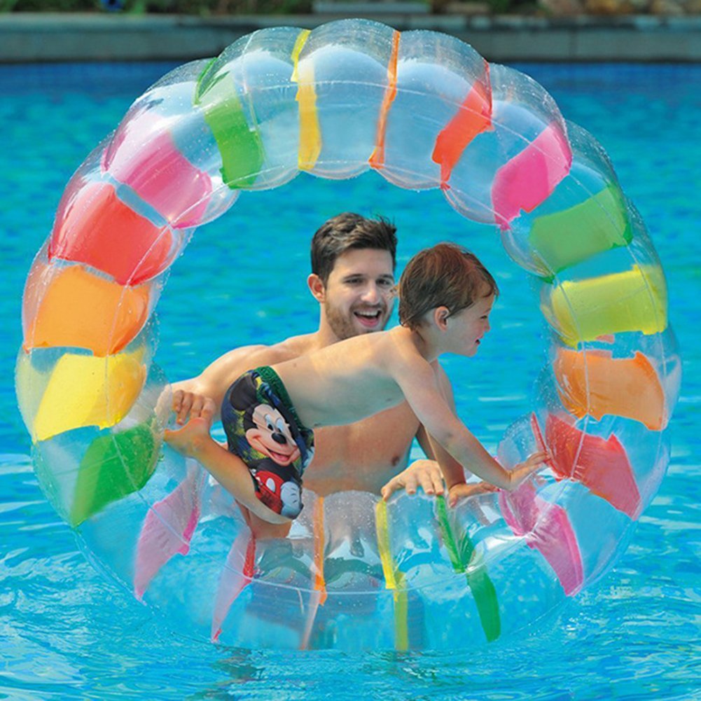 Kids 36inch Giant Inflatable Water Wheel Roller Float Colorful Swimming Pool Toy Outdoor Grass Play Ball For Boys And Girls - 1 Kids 36inch Giant Inflatable Water Wheel Roller Float Colorful Swimming Pool Toy Outdoor Grass Play Ball For Boys And Girls - 1