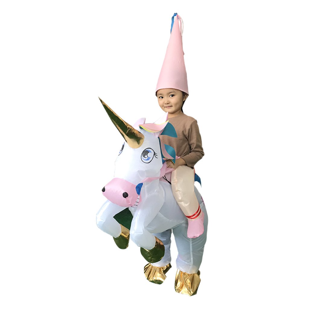 Childrens Inflatable Unicorn Costume With Hat Cosplay Party Festive Fancy Dress Fun Rideon Suit - 4 Childrens Inflatable Unicorn Costume With Hat Cosplay Party Festive Fancy Dress Fun Rideon Suit - 4