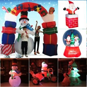 Led Air Inflatable Santa Claus Snowman Elk Outdoor Garden Airblown Year Christmas Decoration Gift For Kids Children Toys - 2
