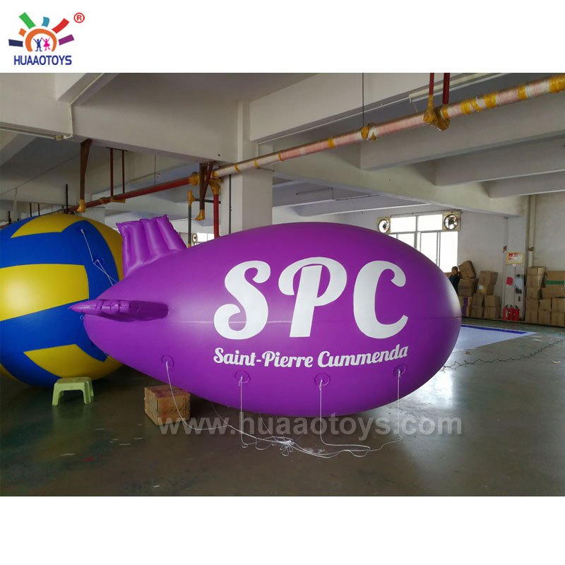 Custom Logo Printed 13ft Helium Inflatable Advertising Zeppelin Blimp Airship For Business Promotion 4ml - 2