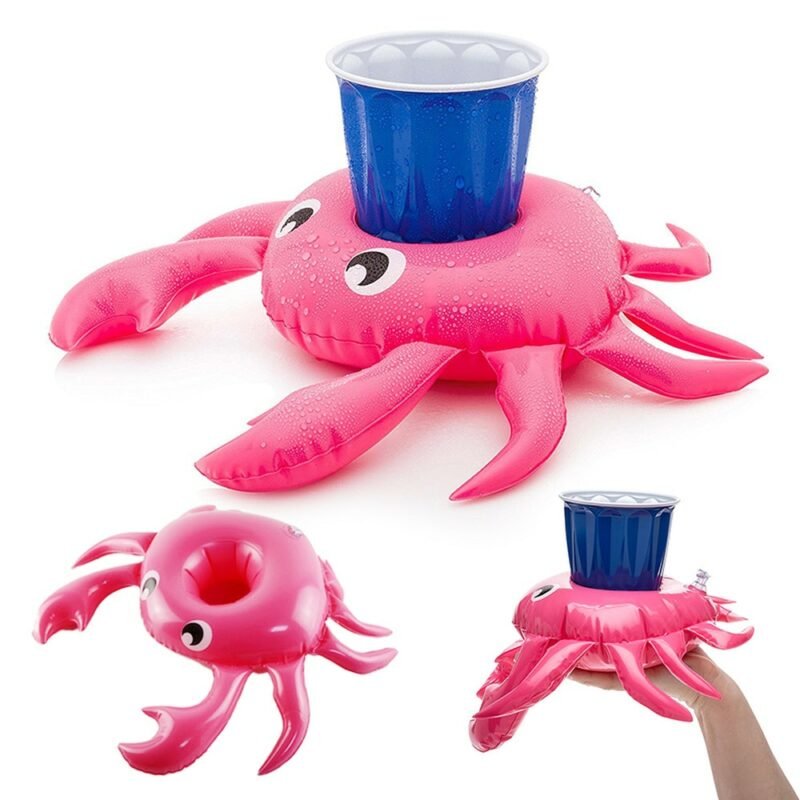 Mini Inflatable Crab Floating Cup Holder Pool Drink Holders Swim Ring Water Toys Party Beverage Boats Baby Ghmy