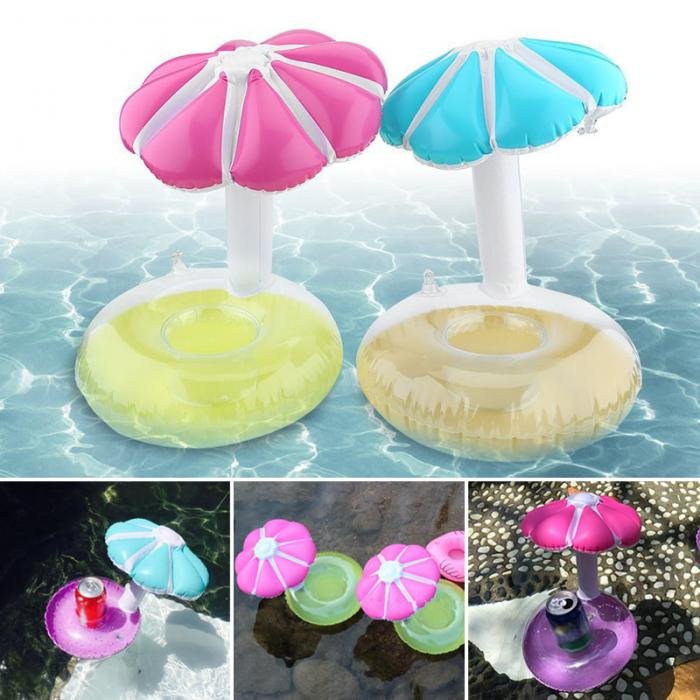 Mini Inflatable Pvc Drink Holder With Floating Umbrella For Swimming Pool Beach Parties And Bathing Fun - 1 Mini Inflatable Pvc Drink Holder With Floating Umbrella For Swimming Pool Beach Parties And Bathing Fun - 1