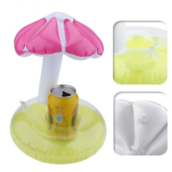 Mini Inflatable Pvc Drink Holder With Floating Umbrella For Swimming Pool Beach Parties And Bathing Fun - 4 Mini Inflatable Pvc Drink Holder With Floating Umbrella For Swimming Pool Beach Parties And Bathing Fun - 4
