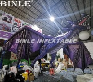 Most Popular Hanging 6m High Giant Inflatable Fly Dragon Red Blue With Wings For Party Decoration - 2