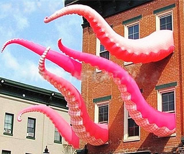 Most Popular Novel Building Decoration Giant Pink Inflatable Octopus Tentacles Leg For Promotional