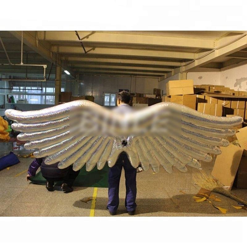 Deluxe 3m Silver Inflatable Angel Wings Costume Battery Operated Ideal For Stage Performances And Parties - 2 Deluxe 3m Silver Inflatable Angel Wings Costume Battery Operated Ideal For Stage Performances And Parties - 2