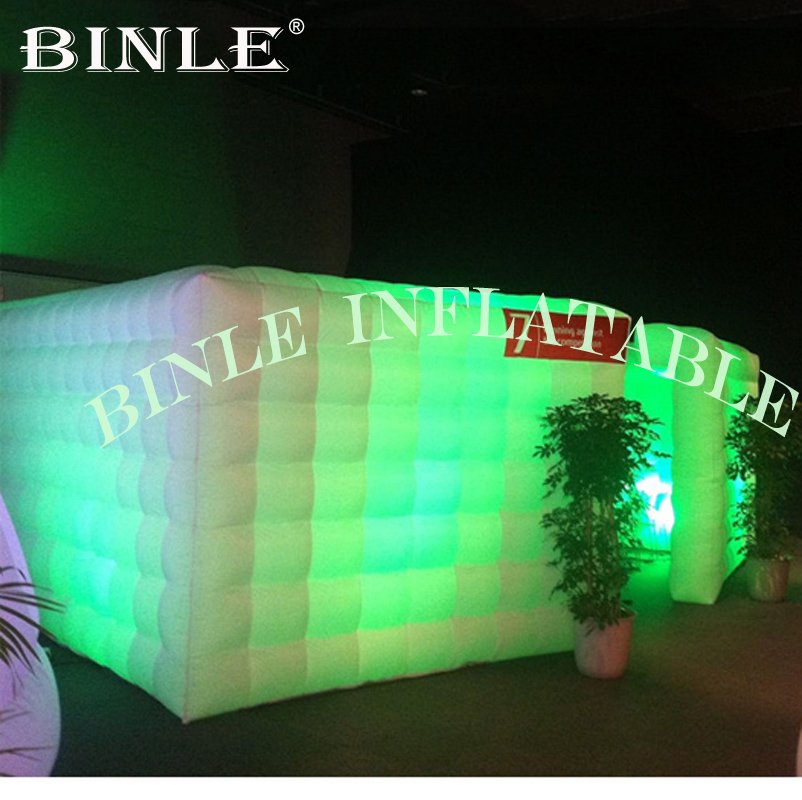 Portable Led Illuminated Inflatable Square Wall Trade Show Lighting Cube Temporary Office Pod Moveable Fence Barrier - 2