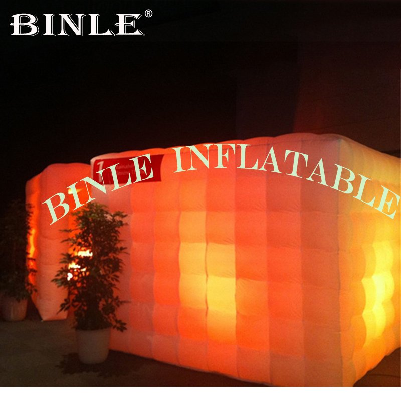 Portable Led Illuminated Inflatable Square Wall Trade Show Lighting Cube Temporary Office Pod Moveable Fence Barrier - 4