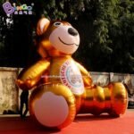 Newly Design 5x4m Inflatable Golden Bear Cartoon Inflated Individualized Advert Logo Printed Mascot Teddy Decoration - 3