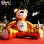 Newly Design 5x4m Inflatable Golden Bear Cartoon Inflated Individualized Advert Logo Printed Mascot Teddy Decoration - 2