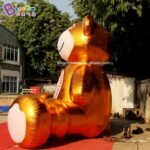 Newly Design 5x4m Inflatable Golden Bear Cartoon Inflated Individualized Advert Logo Printed Mascot Teddy Decoration - 5