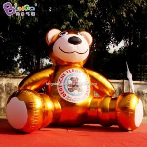 Newly Design 5x4m Inflatable Golden Bear Cartoon Inflated Individualized Advert Logo Printed Mascot Teddy Decoration - 2