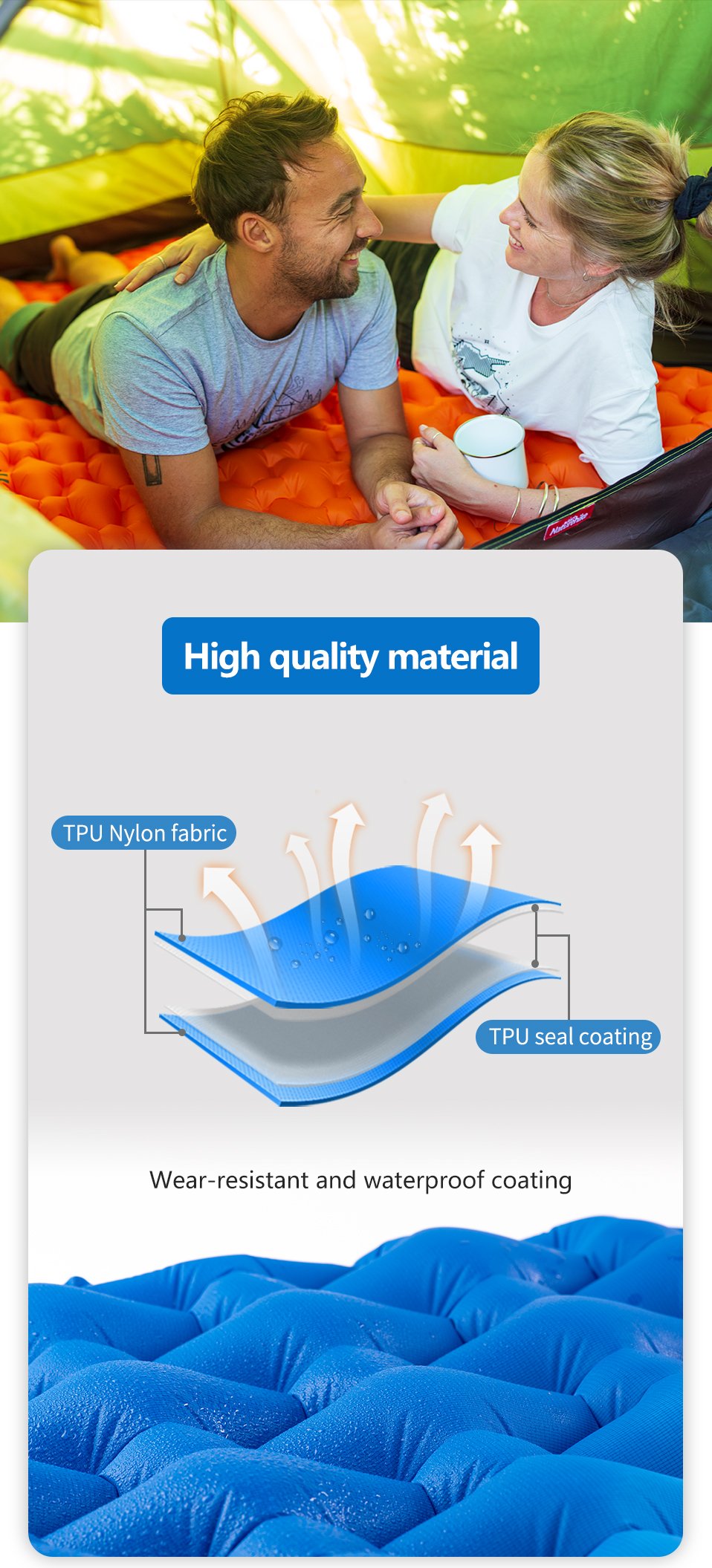 Naturehike Singledouble Person Waterproof Inflatable Camping Mat Air Pad Mattress With Portable Bag - 4