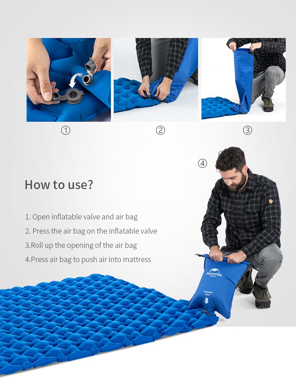 Naturehike Singledouble Person Waterproof Inflatable Camping Mat Air Pad Mattress With Portable Bag - 6