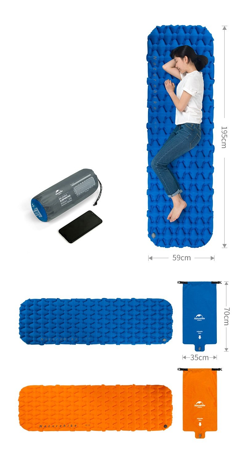 Naturehike Singledouble Person Waterproof Inflatable Camping Mat Air Pad Mattress With Portable Bag - 1