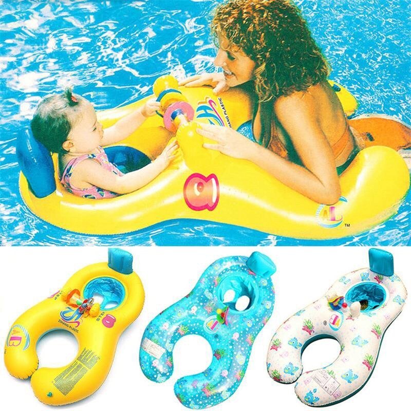 Quality Parent-child Double Interactive Mother And Child Circle Multi-color Thick Inflatable Swimming Ring 4 Colors