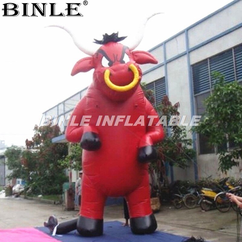 Outdoor Decoration Red Color Giant Inflatable Bull Cartoon Model For Advertising - 2