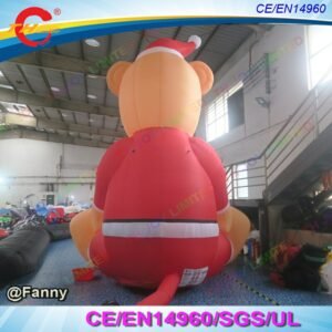 Outdoor Airblown 5m 17ft Giant Inflatable Christmas Teddy Bear With Santa Hat For Decoration - 2