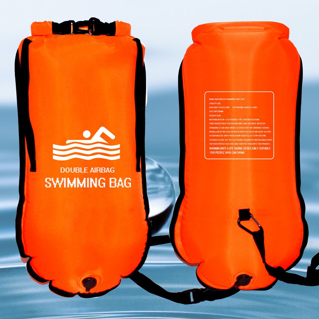 Waterproof Double Airbag Inflatable Pvc Swimming Ring Float Antidrowning Lifebuoy With Storage Outdoor Safety Buoy Bag - 1