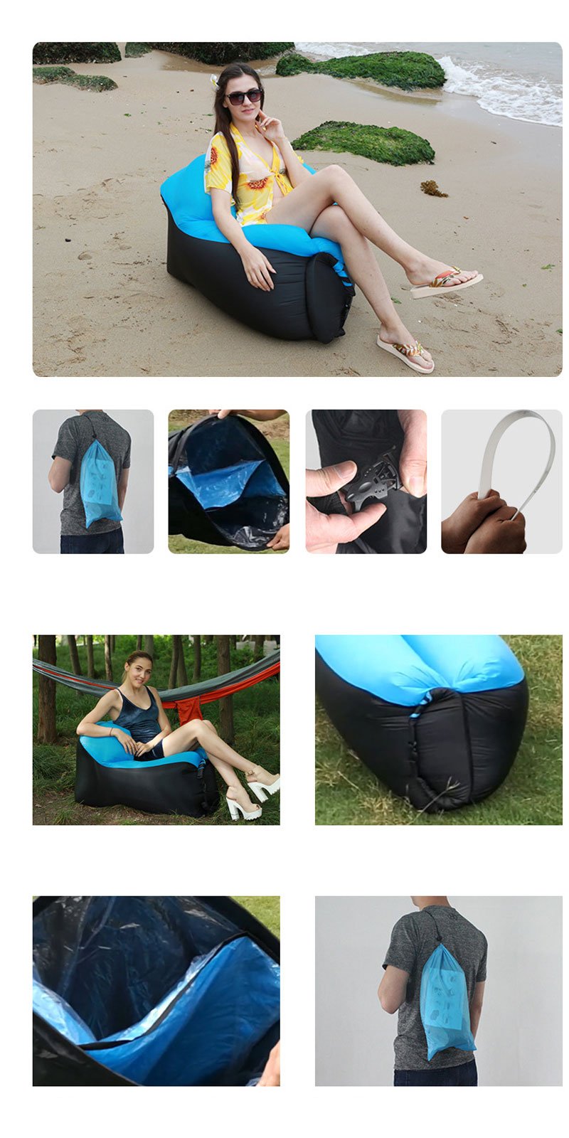 Portable Inflatable Air Lounge Sofa Bed For Camping Hiking Beach Picnics And Fishing Outdoor Furniture - 5