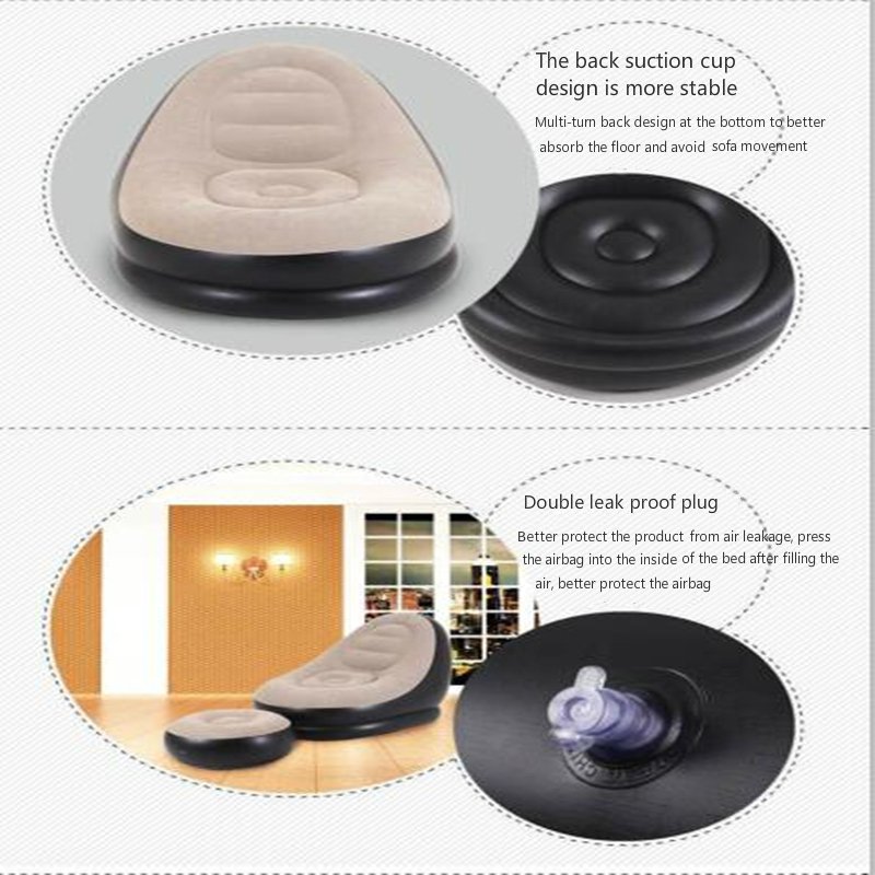 Portable Indooroutdoor Inflatable Flocking Sofa Compact Single Bed Lounge Chair Ideal For Lazy Relaxation - 4