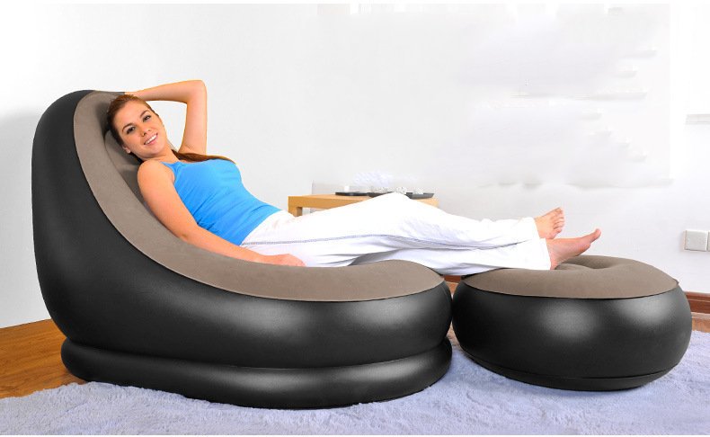 Portable Indooroutdoor Inflatable Flocking Sofa Compact Single Bed Lounge Chair Ideal For Lazy Relaxation - 2
