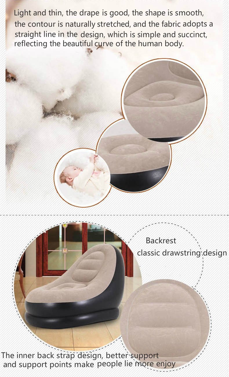 Portable Indooroutdoor Inflatable Flocking Sofa Compact Single Bed Lounge Chair Ideal For Lazy Relaxation - 3