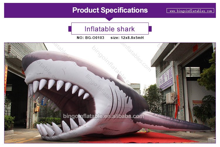 Large 12x8m 8x5m Inflatable Giant Shark Outdoor Ocean Themed Decorative Toy For Parties Events - 1
