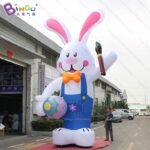 Protable Balloon 6mh Inflatable Rabbit Holding Brush Egg Custom Made Decorating Advert - 3