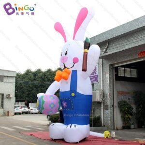 Protable Balloon 6mh Inflatable Rabbit Holding Brush Egg Custom Made Decorating Advert - 2