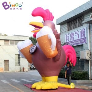 Personalized 16 Feet Height Giant Inflatable Rooster 5m Cock With Beer Outdoor Chicken Decoration Toys - 2