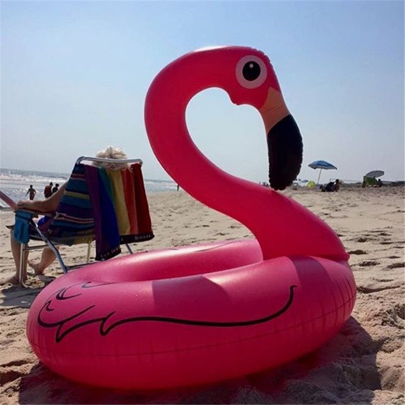 Giant Pink Inflatable Flamingo Swim Ring Beach Holiday Water Party Toy Rideon Pool Float Island Fun - 6