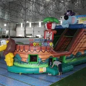 Playground Funny Fun City Giant Inflatable Bouncy Castle Slide Boat Theme Printing